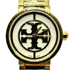 Tory Burch Reva Gold Toned Steel White Dial Quartz Ladies Watch TRB4011